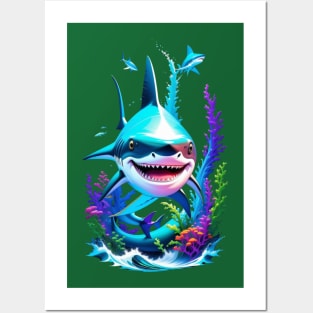 Cartoon Shark Art Posters and Art